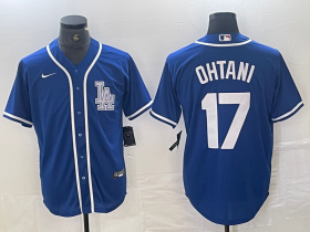 Cheap Men\'s Los Angeles Dodgers #17 Shohei Ohtani Blue Cool Base Stitched Baseball Jersey