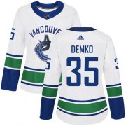 Wholesale Cheap Adidas Canucks #35 Thatcher Demko White Road Authentic Women's Stitched NHL Jersey