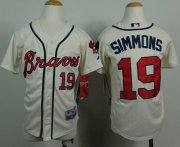 Wholesale Cheap Braves #19 Andrelton Simmons Cream Cool Base Stitched Youth MLB Jersey