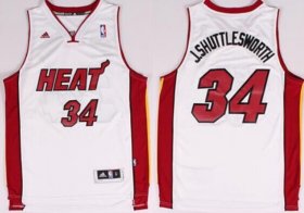 Wholesale Cheap Miami Heat Blank #34 J.Shuttlesworth Nickname White Swingman Jersey