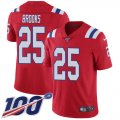 Wholesale Cheap Nike Patriots #25 Terrence Brooks Red Alternate Men's Stitched NFL 100th Season Vapor Limited Jersey