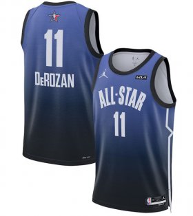 Cheap Men\'s 2023 All-Star #11 DeMar DeRozan Blue Game Swingman Stitched Basketball Jersey