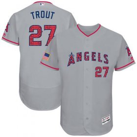 Wholesale Cheap Angels of Anaheim #27 Mike Trout Grey Fashion Stars & Stripes Flexbase Authentic Stitched MLB Jersey
