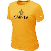 Wholesale Cheap Women's Nike New Orleans Saints Authentic Logo T-Shirt Yellow