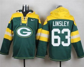 Wholesale Cheap Nike Packers #63 Corey Linsley Green Player Pullover NFL Hoodie