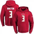 Wholesale Cheap Nike Buccaneers #3 Jameis Winston Red Name & Number Pullover NFL Hoodie