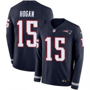 Wholesale Cheap Nike Patriots #15 Chris Hogan Navy Blue Team Color Men's Stitched NFL Limited Therma Long Sleeve Jersey