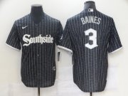 Wholesale Cheap Men's Chicago White Sox #3 Harold Baines Black 2021 City Connect Stitched MLB Cool Base Nike Jersey