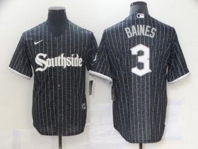 Wholesale Cheap Men\'s Chicago White Sox #3 Harold Baines Black 2021 City Connect Stitched MLB Cool Base Nike Jersey
