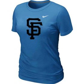 Wholesale Cheap Women\'s San Francisco Giants Heathered Nike Light Blue Blended T-Shirt
