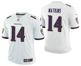 Wholesale Cheap Men\'s Baltimore Ravens #14 Sammy Watkins White 2021 Vapor Untouchable Stitched NFL Nike Limited Jersey