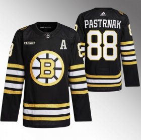 Cheap Men\'s Boston Bruins #88 David Pastrnak Black With Rapid7 Patch 100th Anniversary Stitched Jersey