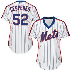Wholesale Cheap Mets #52 Yoenis Cespedes White(Blue Strip) Alternate Women\'s Stitched MLB Jersey