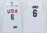 Wholesale Cheap 2016 Olympics Team USA Men's #6 LeBron James Revolution 30 Swingman White Jersey