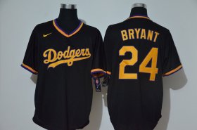Wholesale Cheap Los Angeles Dodgers #24 Kobe Bryant Men\'s Nike Black Golden No. Cool Base MLB Jersey