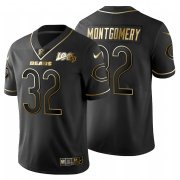 Wholesale Cheap Chicago Bears #32 David Montgomery Men's Nike Black Golden Limited NFL 100 Jersey