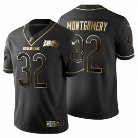 Wholesale Cheap Chicago Bears #32 David Montgomery Men\'s Nike Black Golden Limited NFL 100 Jersey