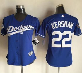 Wholesale Cheap Dodgers #22 Clayton Kershaw Blue Alternate 2018 World Series Women\'s Stitched MLB Jersey
