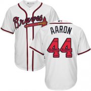 Wholesale Cheap Braves #44 Hank Aaron White Team Logo Fashion Stitched MLB Jersey