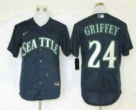 Wholesale Cheap Men\'s Seattle Mariners #24 Ken Griffey Jr. Navy Blue Stitched MLB Cool Base Nike Jersey