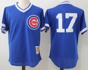 Wholesale Cheap Mitchell And Ness Cubs #17 Kris Bryant Blue Throwback Stitched MLB Jersey