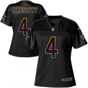 Wholesale Cheap Nike Cowboys #4 Dak Prescott Black Women's NFL Fashion Game Jersey