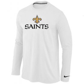 Wholesale Cheap Nike New Orleans Saints Authentic Logo Long Sleeve T-Shirt White