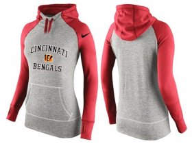 Wholesale Cheap Women\'s Nike Cincinnati Bengals Performance Hoodie Grey & Red_2
