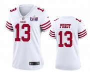 Cheap Women's San Francisco 49ers #13 Brock Purdy White Super Bowl LVIII Patch Football Stitched Jersey(Run Small)