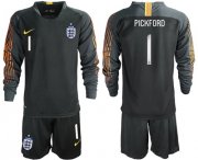 Wholesale Cheap England #1 Pickford Black Long Sleeves Goalkeeper Soccer Country Jersey