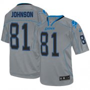 Wholesale Cheap Nike Lions #81 Calvin Johnson Lights Out Grey Men's Stitched NFL Elite Jersey
