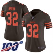 Wholesale Cheap Nike Browns #32 Jim Brown Brown Women's Stitched NFL Limited Rush 100th Season Jersey