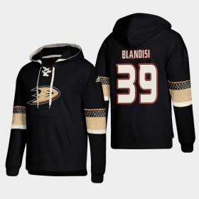 Wholesale Cheap Anaheim Ducks #39 Joseph Blandisi Black adidas Lace-Up Pullover Hoodie