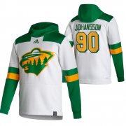 Wholesale Cheap Minnesota Wild #90 Marcus Johansson Adidas Reverse Retro Pullover Hoodie White