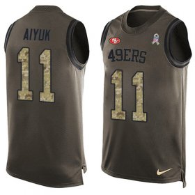 Wholesale Cheap Nike 49ers #11 Brandon Aiyuk Green Men\'s Stitched NFL Limited Salute To Service Tank Top Jersey