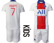 Wholesale Cheap Youth 2020-2021 club Paris St German away 7 white Soccer Jerseys