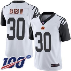 Wholesale Cheap Nike Bengals #30 Jessie Bates III White Men\'s Stitched NFL Limited Rush 100th Season Jersey