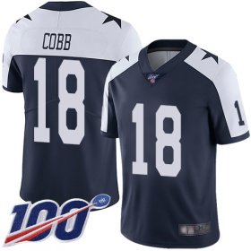 Wholesale Cheap Nike Cowboys #18 Randall Cobb Navy Blue Thanksgiving Men\'s Stitched NFL 100th Season Vapor Throwback Limited Jersey