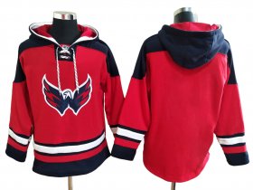 Wholesale Cheap Men\'s Washington Capitals Red Ageless Must Have Lace Up Pullover Blank Hoodie