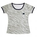 Wholesale Cheap Women's Nike Carolina Panthers Chest Embroidered Logo Zebra Stripes T-Shirt