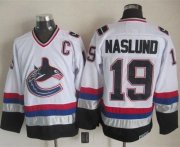 Wholesale Cheap Canucks #19 Markus Naslund White/Black CCM Throwback Stitched NHL Jersey