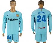 Wholesale Cheap Barcelona #24 Mathieu Away Long Sleeves Soccer Club Jersey