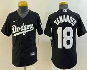 Cheap Youth Los Angeles Dodgers #18 Yoshinobu Yamamoto Black Turn Back The Clock Stitched Cool Base Jersey3
