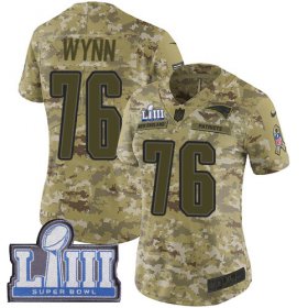 Wholesale Cheap Nike Patriots #76 Isaiah Wynn Camo Super Bowl LIII Bound Women\'s Stitched NFL Limited 2018 Salute to Service Jersey