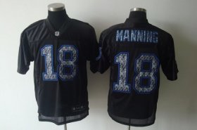 Wholesale Cheap Sideline Black United Colts #18 Peyton Manning Black Stitched NFL Jersey