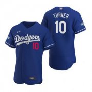 Wholesale Cheap Los Angeles Dodgers #10 Justin Turner Royal 2020 World Series Champions Jersey