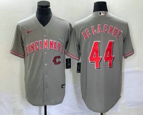 Wholesale Cheap Men\'s Cincinnati Reds #44 Elly De La Cruz Grey Cool Base Stitched Baseball Jersey1