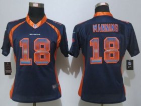 Wholesale Cheap Nike Broncos #18 Peyton Manning Blue Alternate Women\'s Stitched NFL Elite Strobe Jersey