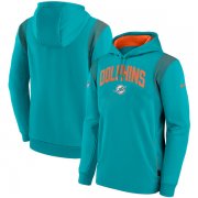 Wholesale Cheap Mens Miami Dolphins Aqua Sideline Stack Performance Pullover Hoodie