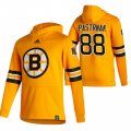 Wholesale Cheap Boston Bruins #88 David Pastrnak Adidas Reverse Retro Pullover Hoodie Gold